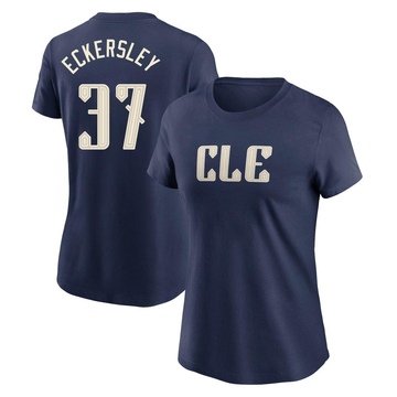 Women's Cleveland Guardians Dennis Eckersley ＃37 2024 City Connect T-Shirt - Navy