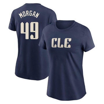 Women's Cleveland Guardians Eli Morgan ＃49 2024 City Connect T-Shirt - Navy