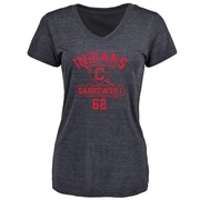 Women's Cleveland Guardians Erik Sabrowski ＃62 Base Runner T-Shirt - Navy