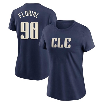 Women's Cleveland Guardians Estevan Florial ＃90 2024 City Connect T-Shirt - Navy