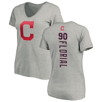 Women's Cleveland Guardians Estevan Florial ＃90 Backer Slim Fit T-Shirt Ash