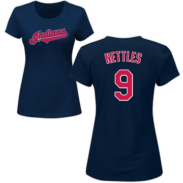 Women's Cleveland Guardians Graig Nettles ＃9 Roster Name & Number T-Shirt - Navy