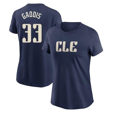 Women's Cleveland Guardians Hunter Gaddis ＃33 2024 City Connect T-Shirt - Navy