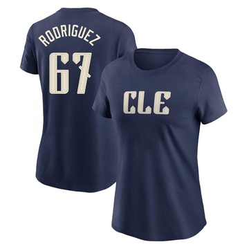 Women's Cleveland Guardians Johnathan Rodriguez ＃67 2024 City Connect T-Shirt - Navy