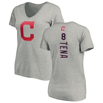 Women's Cleveland Guardians Jose Tena ＃8 Backer Slim Fit T-Shirt Ash