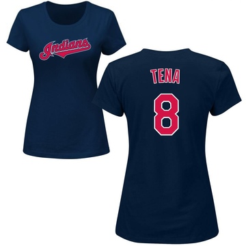 Women's Cleveland Guardians Jose Tena ＃8 Roster Name & Number T-Shirt - Navy