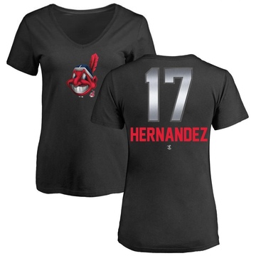 Women's Cleveland Guardians Keith Hernandez ＃17 Midnight Mascot V-Neck T-Shirt - Black