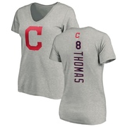 Women's Cleveland Guardians Lane Thomas ＃8 Backer Slim Fit T-Shirt Ash