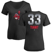 Women's Cleveland Guardians Luis Tiant ＃33 Midnight Mascot V-Neck T-Shirt - Black