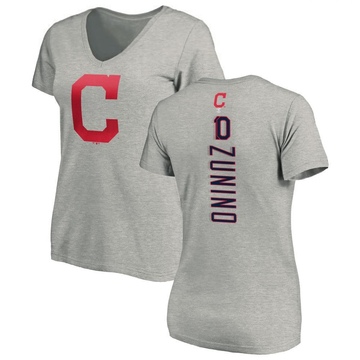 Women's Cleveland Guardians Mike Zunino ＃10 Backer Slim Fit T-Shirt Ash