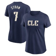 Women's Cleveland Guardians Myles Straw ＃7 2024 City Connect T-Shirt - Navy