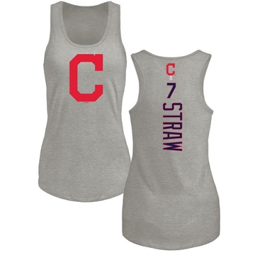 Women's Cleveland Guardians Myles Straw ＃7 Backer Tank Top Ash