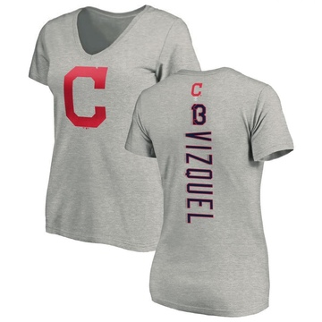 Women's Cleveland Guardians Omar Vizquel ＃13 Backer Slim Fit T-Shirt Ash