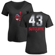 Women's Cleveland Guardians Rick Sutcliffe ＃43 Midnight Mascot V-Neck T-Shirt - Black