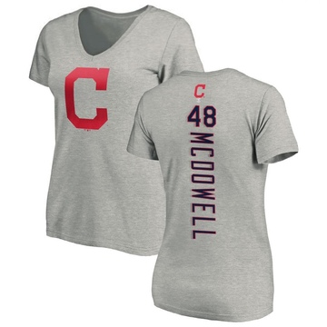 Women's Cleveland Guardians Sam Mcdowell ＃48 Backer Slim Fit T-Shirt Ash