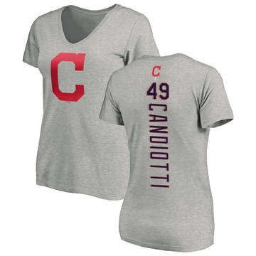 Women's Cleveland Guardians Tom Candiotti ＃49 Backer Slim Fit T-Shirt Ash