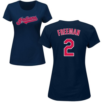 Women's Cleveland Guardians Tyler Freeman ＃2 Roster Name & Number T-Shirt - Navy