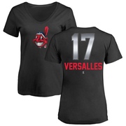 Women's Cleveland Guardians Zoilo Versalles ＃17 Midnight Mascot V-Neck T-Shirt - Black