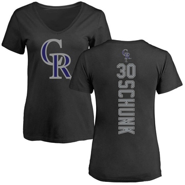 Women's Colorado Rockies Aaron Schunk ＃30 Backer Slim Fit T-Shirt - Black