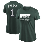 Women's Colorado Rockies Adael Amador ＃1 2022 City Connect Name & Number T-Shirt - Green