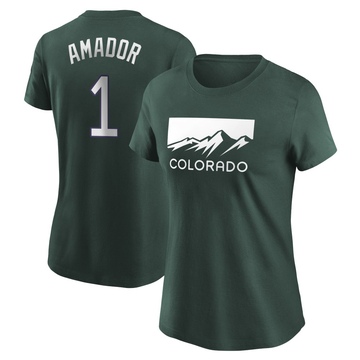 Women's Colorado Rockies Adael Amador ＃1 2022 City Connect Name & Number T-Shirt - Green