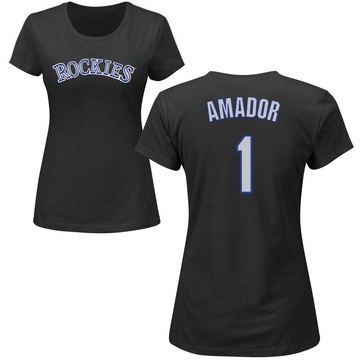 Women's Colorado Rockies Adael Amador ＃1 Roster Name & Number T-Shirt - Black