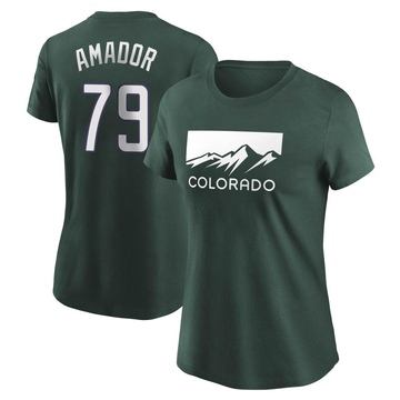 Women's Colorado Rockies Adael Amador ＃79 2022 City Connect Name & Number T-Shirt - Green