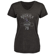 Women's Colorado Rockies Adael Amador ＃79 Base Runner T-Shirt - Black