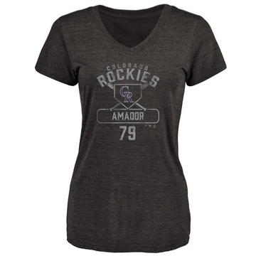 Women's Colorado Rockies Adael Amador ＃79 Base Runner T-Shirt - Black