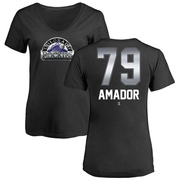 Women's Colorado Rockies Adael Amador ＃79 Midnight Mascot V-Neck T-Shirt - Black