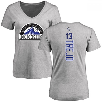 Women's Colorado Rockies Alan Trejo ＃13 Backer Slim Fit T-Shirt Ash