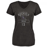 Women's Colorado Rockies Alan Trejo ＃13 Base Runner T-Shirt - Black