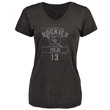 Women's Colorado Rockies Alan Trejo ＃13 Base Runner T-Shirt - Black