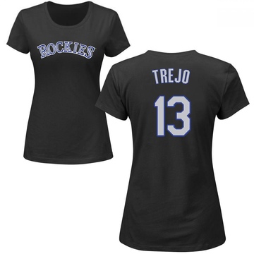 Women's Colorado Rockies Alan Trejo ＃13 Roster Name & Number T-Shirt - Black