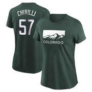 Women's Colorado Rockies Angel Chivilli ＃57 2022 City Connect Name & Number T-Shirt - Green