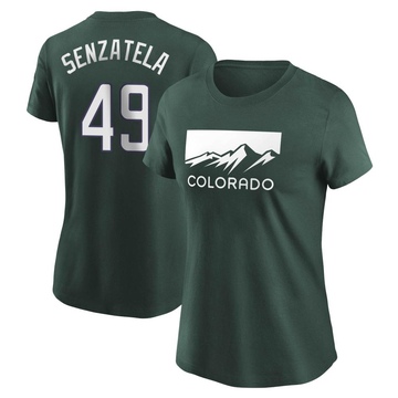 Women's Colorado Rockies Antonio Senzatela ＃49 2022 City Connect Name & Number T-Shirt - Green