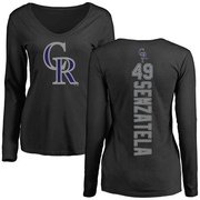 Women's Colorado Rockies Antonio Senzatela ＃49 Backer Slim Fit Long Sleeve T-Shirt - Black