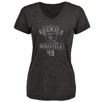 Women's Colorado Rockies Antonio Senzatela ＃49 Base Runner T-Shirt - Black