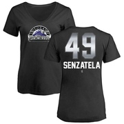 Women's Colorado Rockies Antonio Senzatela ＃49 Midnight Mascot V-Neck T-Shirt - Black