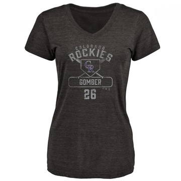 Women's Colorado Rockies Austin Gomber ＃26 Base Runner T-Shirt - Black