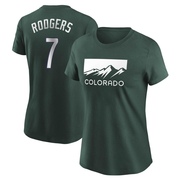 Women's Colorado Rockies Brendan Rodgers ＃7 2022 City Connect Name & Number T-Shirt - Green