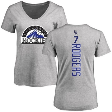 Women's Colorado Rockies Brendan Rodgers ＃7 Backer Slim Fit T-Shirt Ash