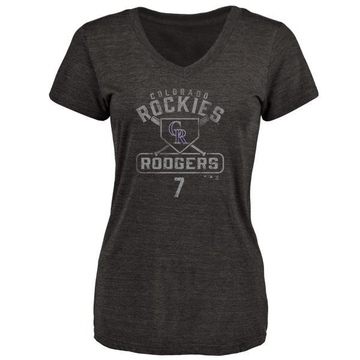 Women's Colorado Rockies Brendan Rodgers ＃7 Base Runner T-Shirt - Black