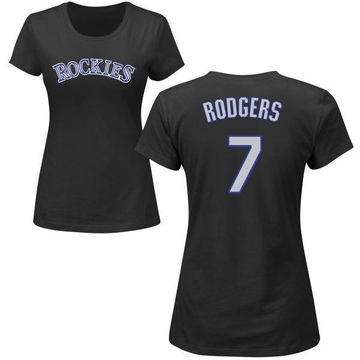 Women's Colorado Rockies Brendan Rodgers ＃7 Roster Name & Number T-Shirt - Black