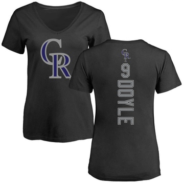 Women's Colorado Rockies Brenton Doyle ＃9 Backer Slim Fit T-Shirt - Black