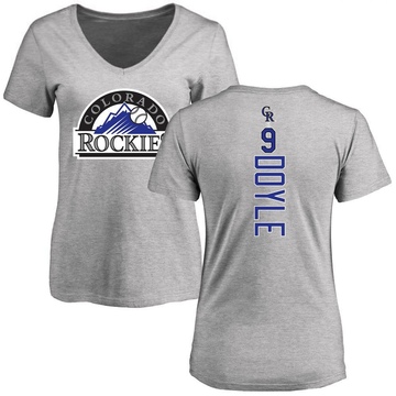 Women's Colorado Rockies Brenton Doyle ＃9 Backer Slim Fit T-Shirt Ash