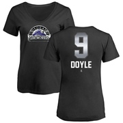 Women's Colorado Rockies Brenton Doyle ＃9 Midnight Mascot V-Neck T-Shirt - Black