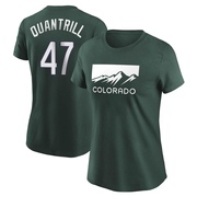 Women's Colorado Rockies Cal Quantrill ＃47 2022 City Connect Name & Number T-Shirt - Green