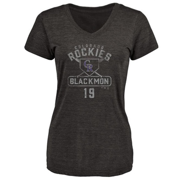 Women's Colorado Rockies Charlie Blackmon ＃19 Charlie mon Base Runner T-Shirt - Black