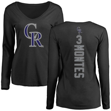 Women's Colorado Rockies Coco Montes ＃3 Backer Slim Fit Long Sleeve T-Shirt - Black